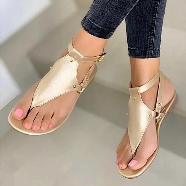 2021 New Summer Women's Flat Sandals Black Open Toe Beach Shoes Roman Buckle Strap Slippers