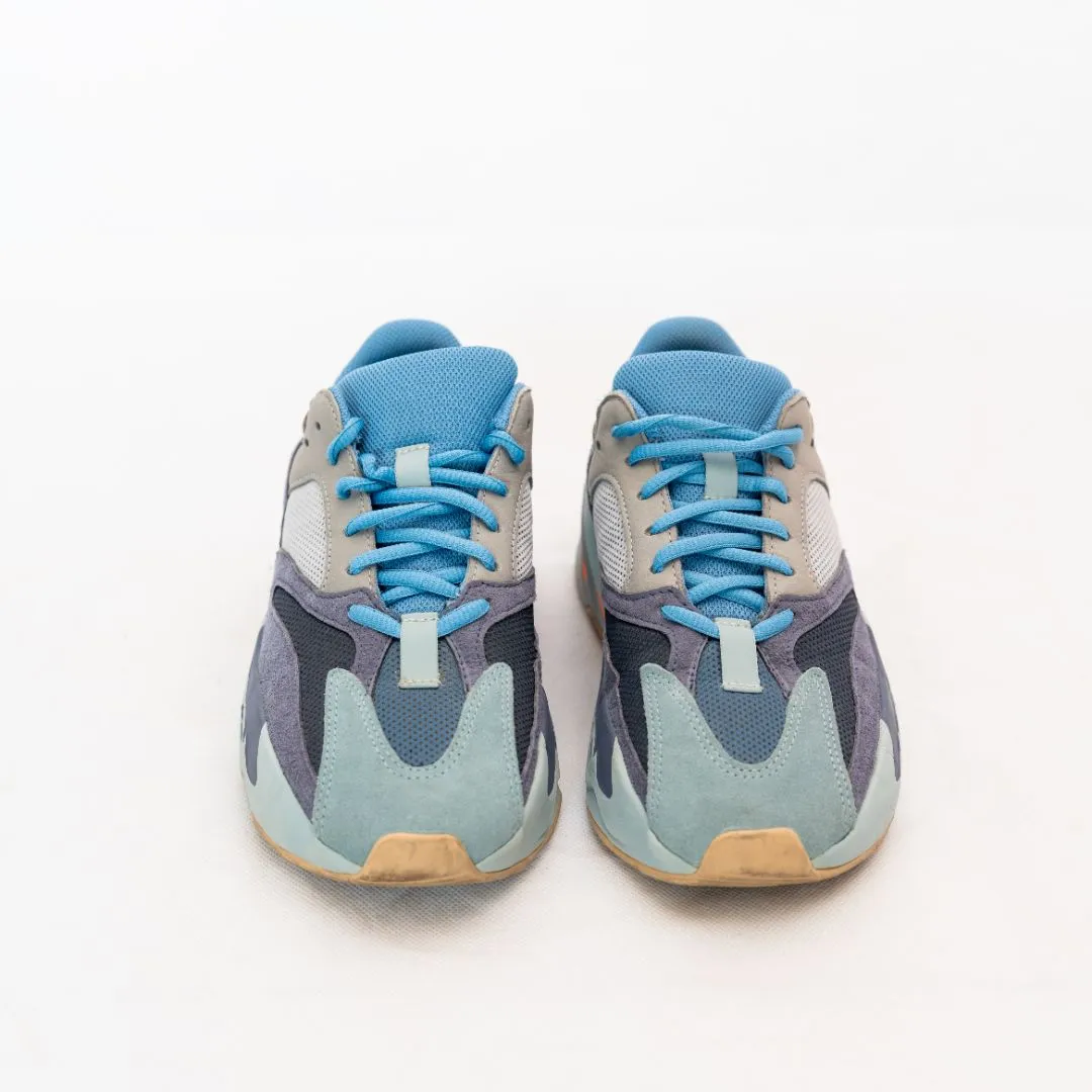Adidas x Yeezy gre/blue Mesh and Leather Boost 700 Inertia Sneakers