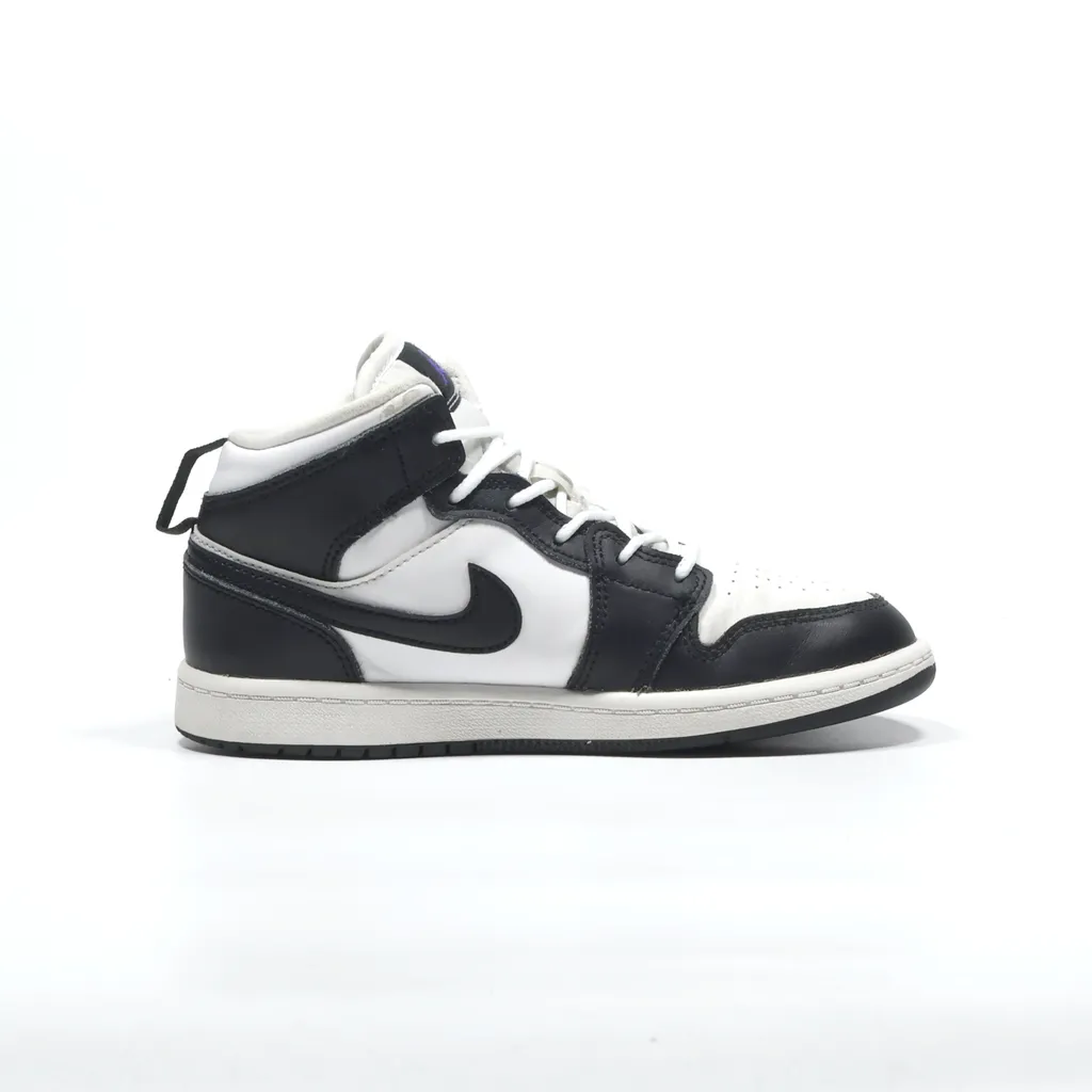Air Jordan 1 Mid Hologram Sneakers Leather Black Color For Kids