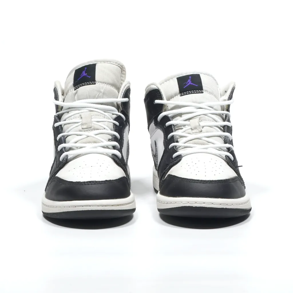 Air Jordan 1 Mid Hologram Sneakers Leather Black Color For Kids
