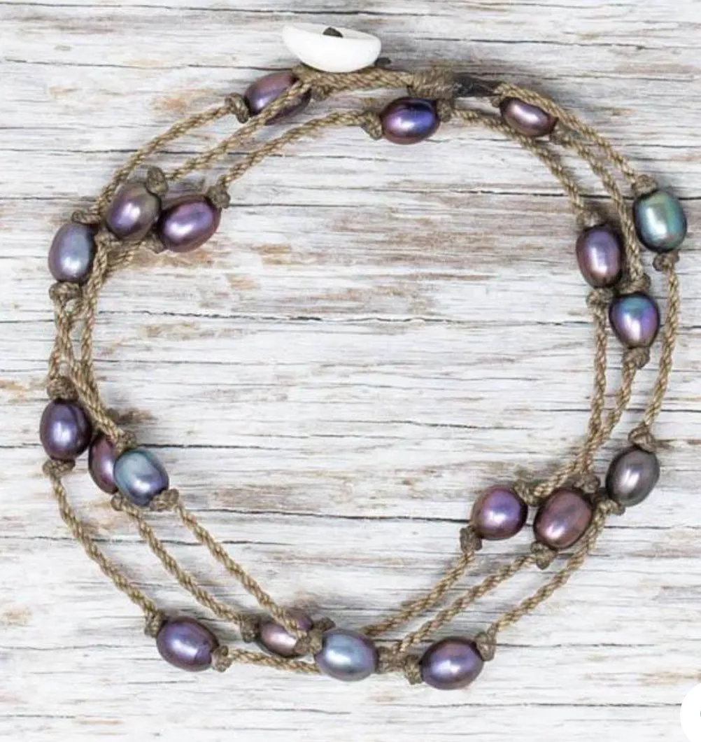 Authentic Freshwater Pearl Rope Necklace Bracelet Ankle Wrap