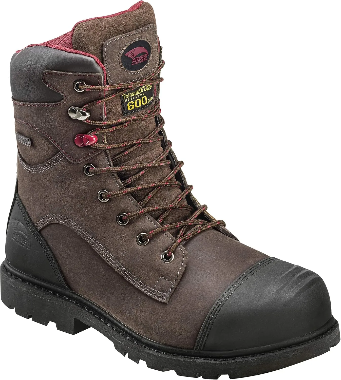 Avenger Work Boots Hammer 8" Men's Insulated Waterproof Leather Carbon Toe EH Industrial Work Boots
