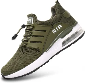 BOGOVER Men's Walking Shoes Non Slip Running Tennis Shoes Breathable Lightweight Air Cushion Sneakers for Tennis Gym Jogging (Green, 6)