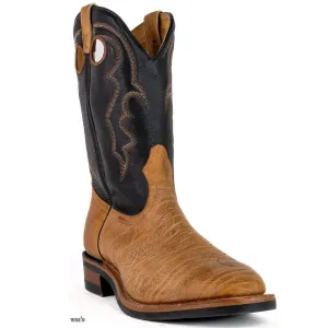 Boulet Men's Cowboy Boots Wei's Custom 13" Bullhide/Cowhide Black & Tan