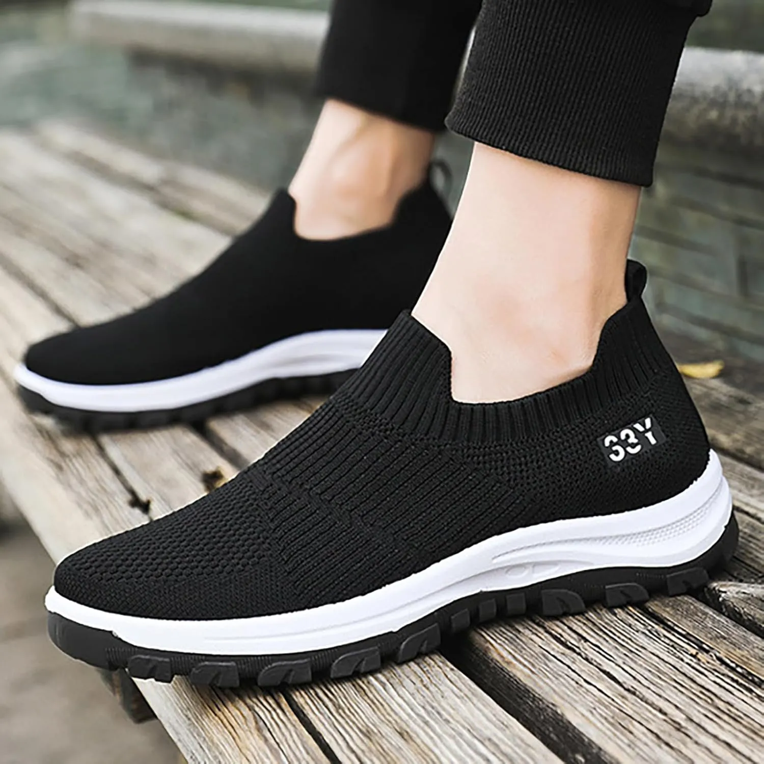 Breathable Mesh Men's Slip on Cushion Running Shoes Ultra Lightweight Comfortable Non Slip Sneakers with Arch Support for Gym Workouts & Outdoor Walking Daily Casual Shoes for Men