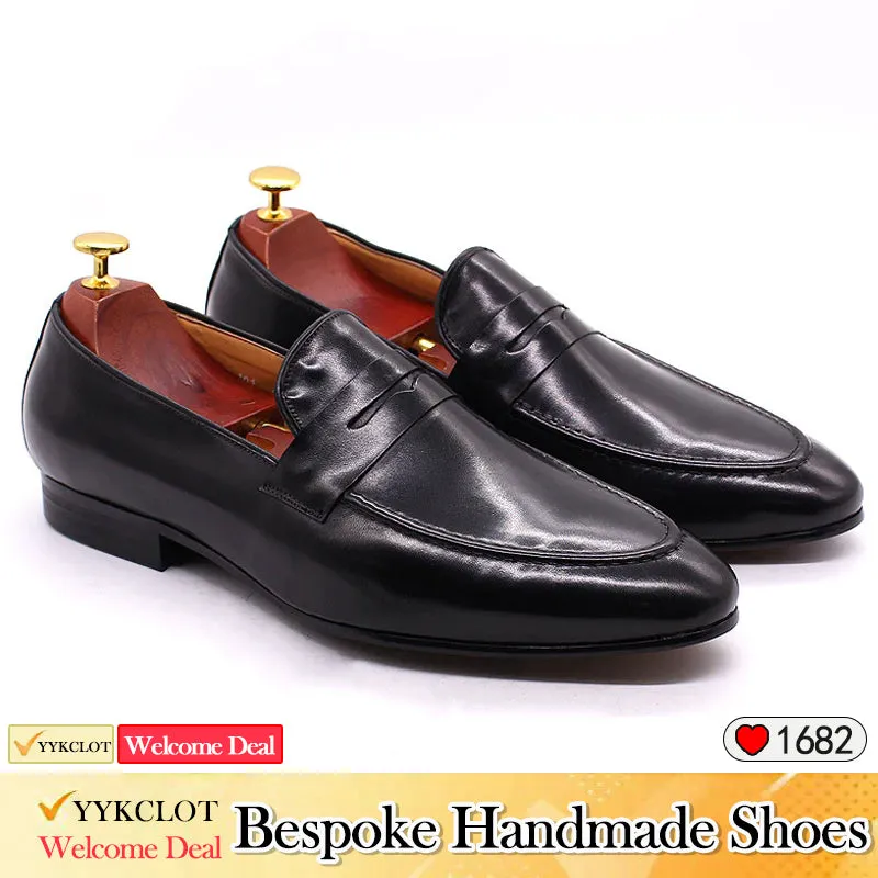 Brown Genuine Leather Business Loafers in British Style Men’s Leather Shoes
