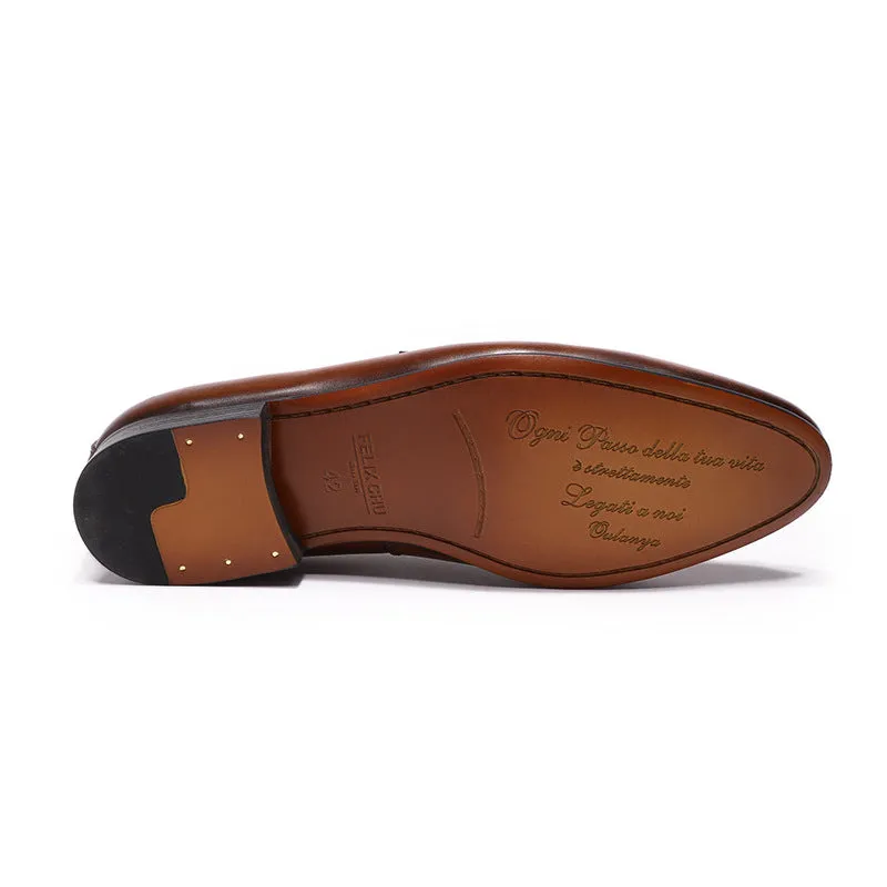 Brown Genuine Leather Business Loafers in British Style Men’s Leather Shoes
