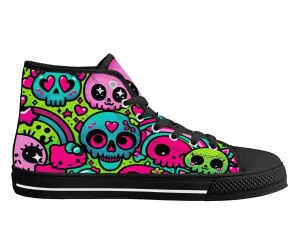 Cartoony Skulls and Rainbows High Tops