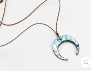 Crescent Moon Authentic Abalone Shell Rope Necklace
