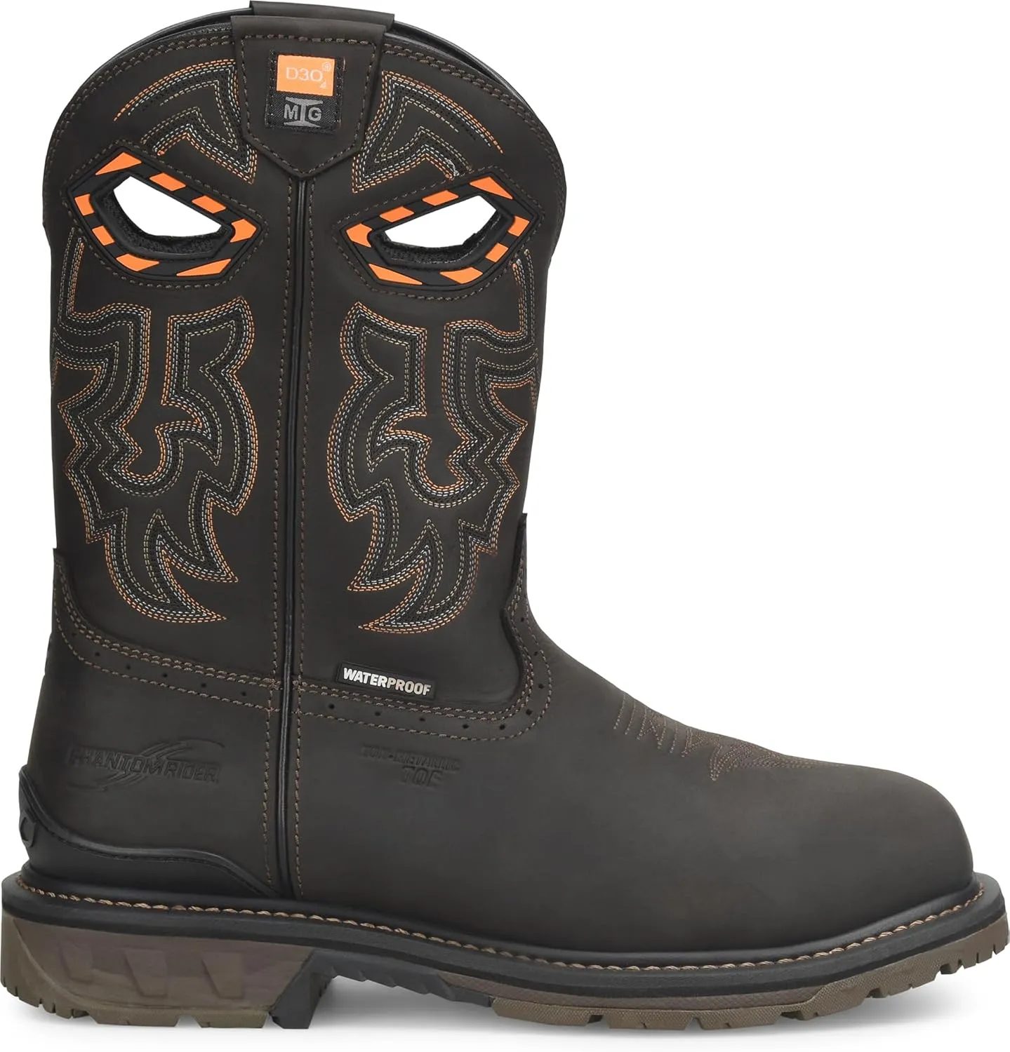 DOUBLE-H Men's Phantom Rider Bruner 11 Waterproof Metguard Wide Square Composite Toe Roper Boots