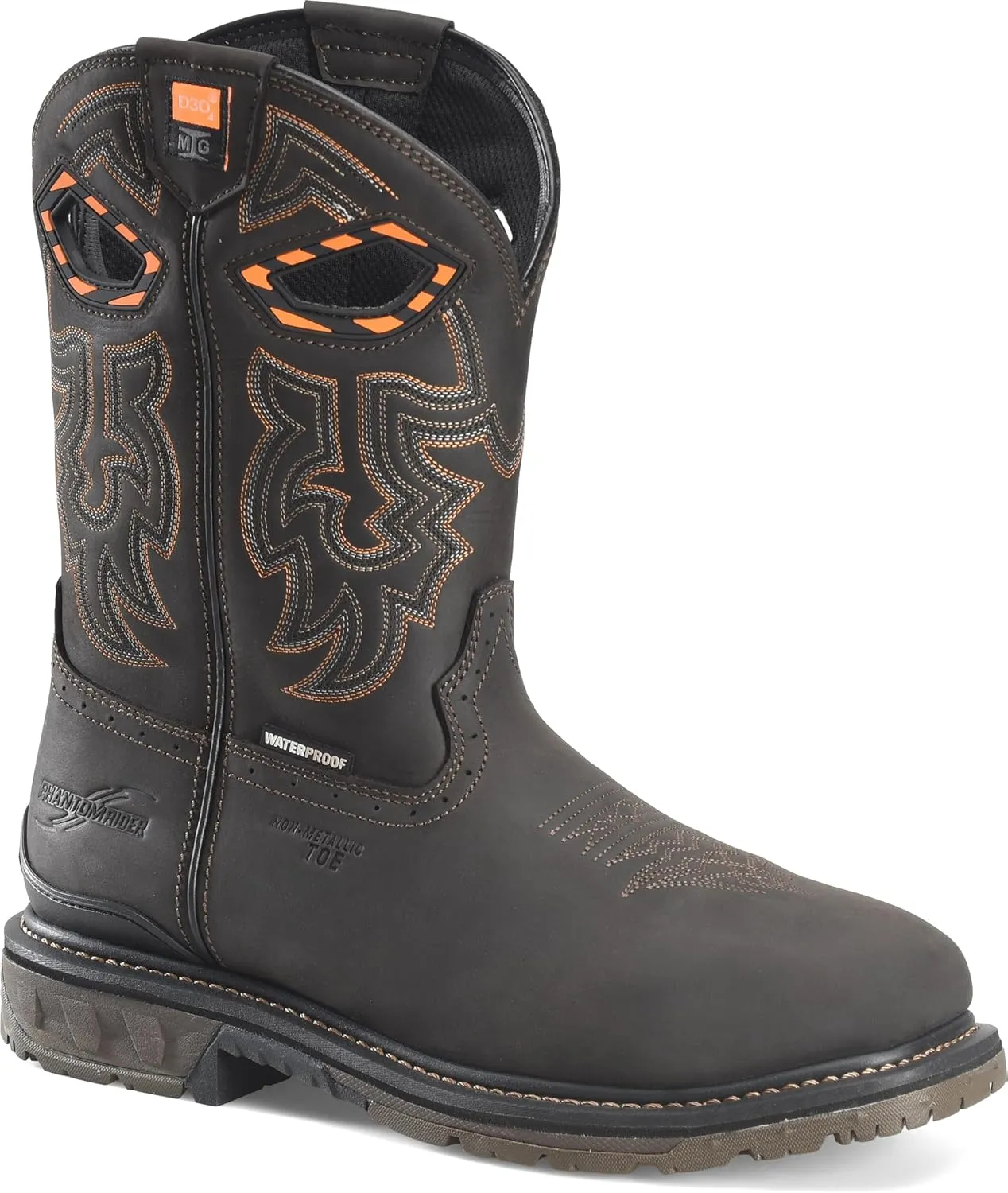 DOUBLE-H Men's Phantom Rider Bruner 11 Waterproof Metguard Wide Square Composite Toe Roper Boots
