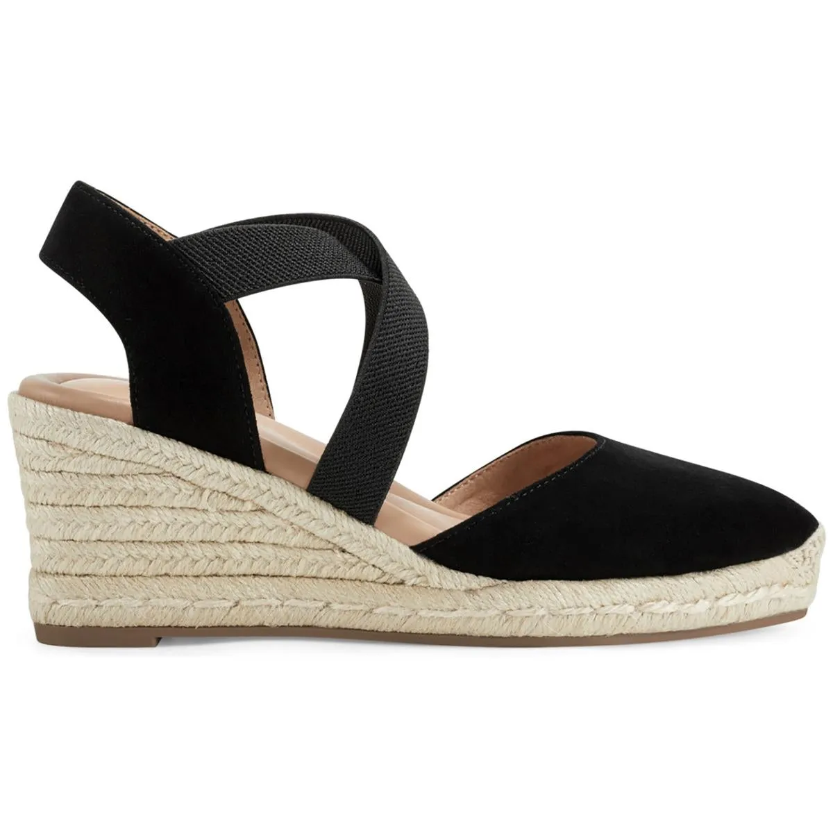 Easy Spirit Womens MEZA Leather Suede Wedge Sandals