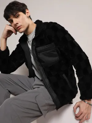 Fleece Buffalo Check Puffer Jacket