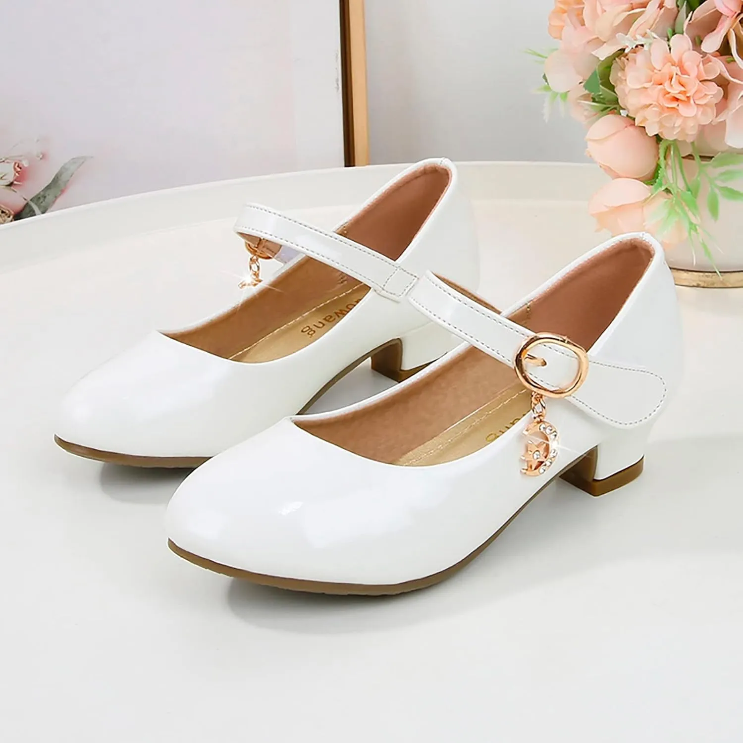 Girls Low Heel Princess Mary Jane Party Dress Shoes - Princess Ballerina Flats Party Wedding, Back to School Shoes for Gilrs