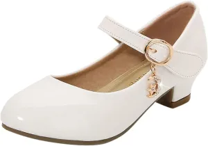 Girls Low Heel Princess Mary Jane Party Dress Shoes - Princess Ballerina Flats Party Wedding, Back to School Shoes for Gilrs