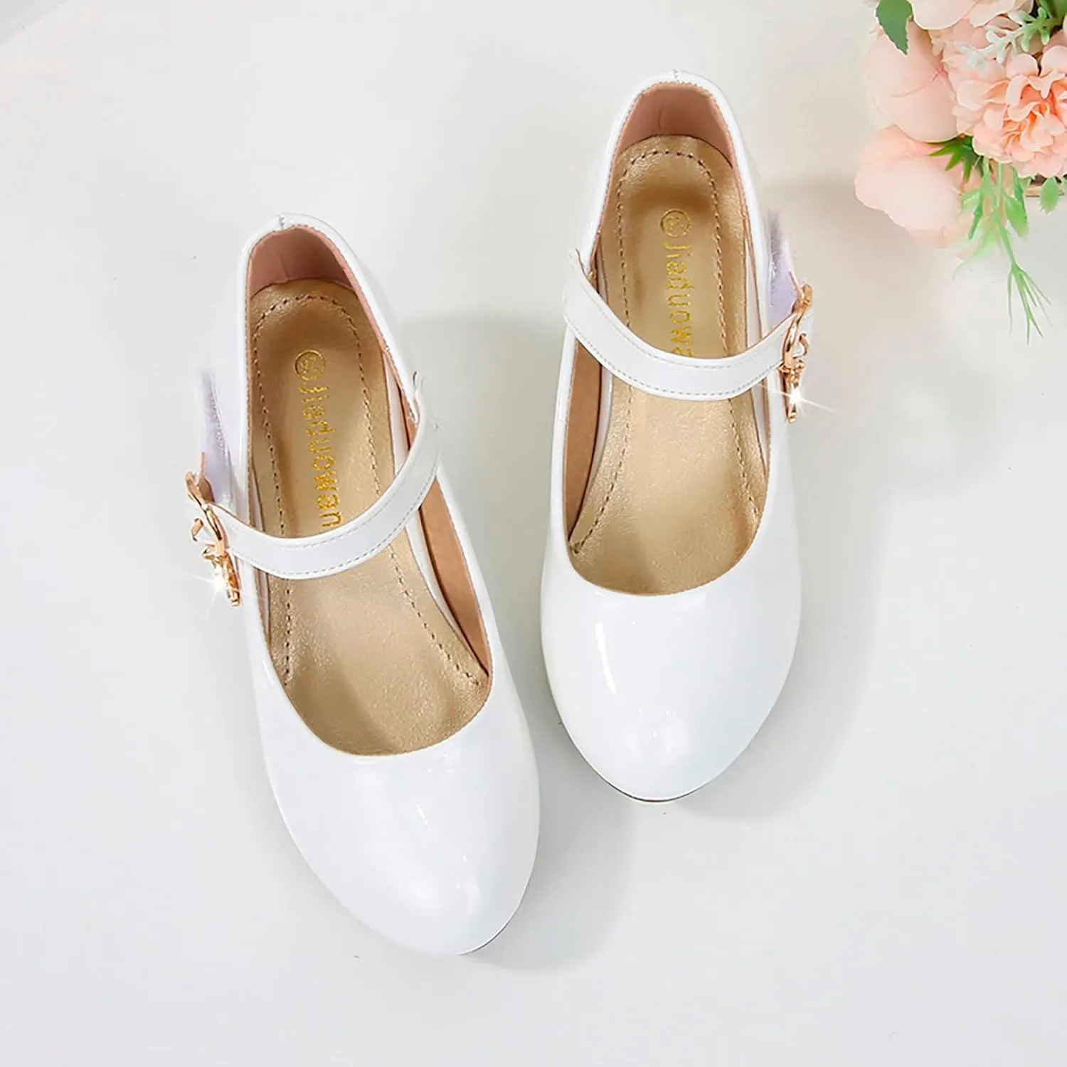 Girls Low Heel Princess Mary Jane Party Dress Shoes - Princess Ballerina Flats Party Wedding, Back to School Shoes for Gilrs
