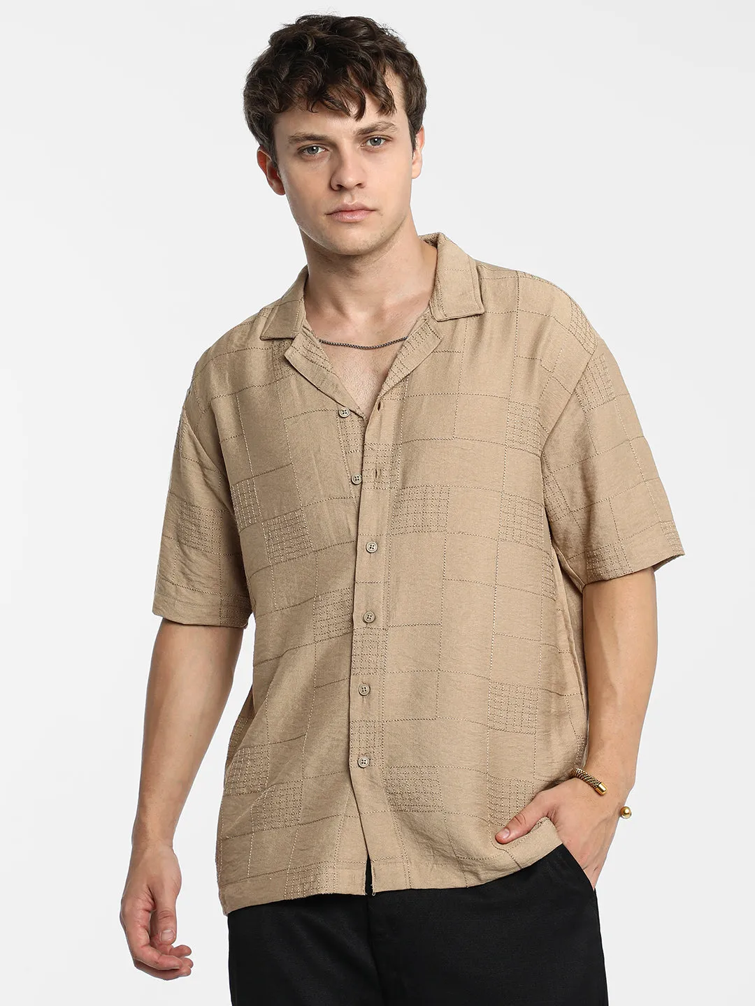 Graph-Tactile Oversized Shirt