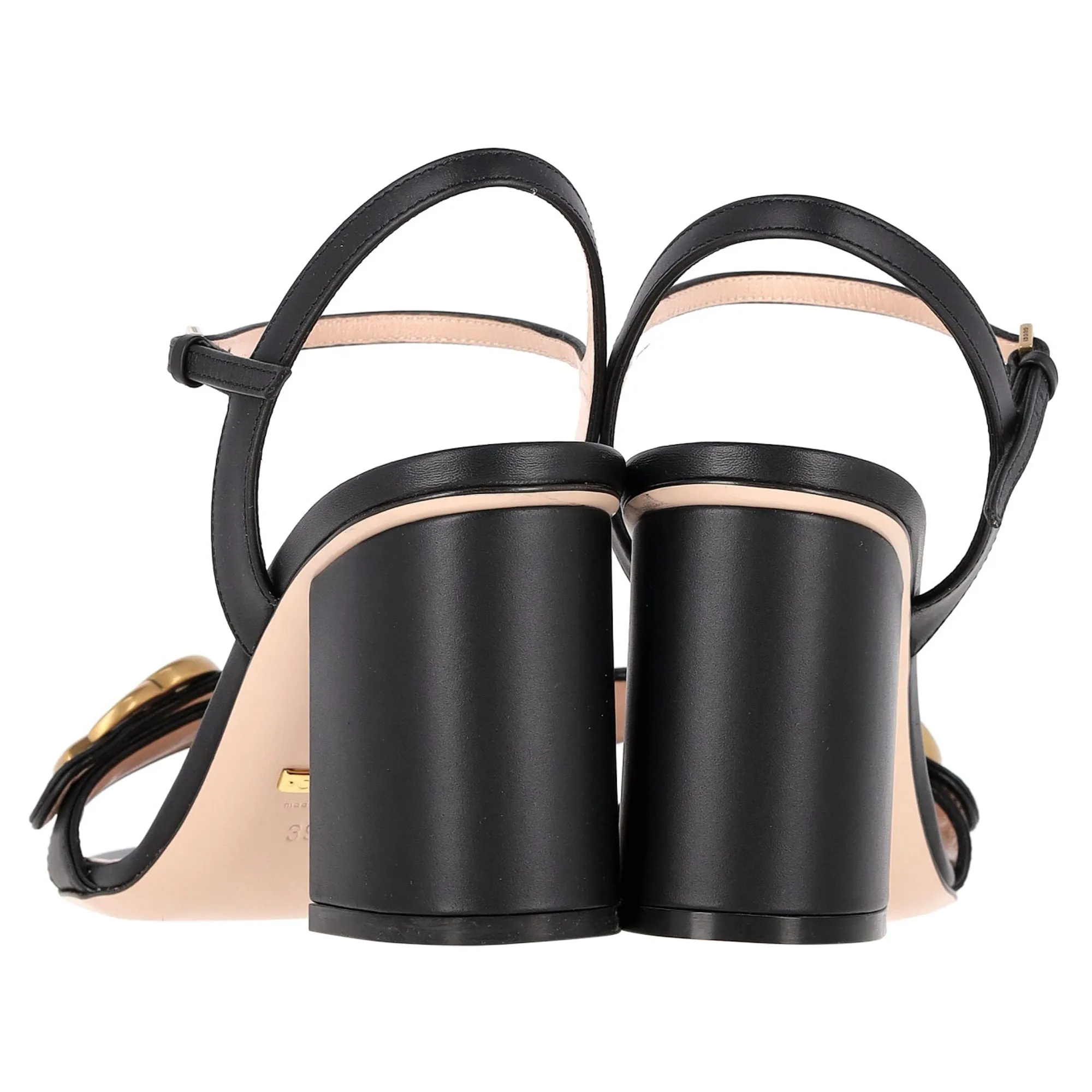 Gucci Marmont 75mm Sandals in Black Leather