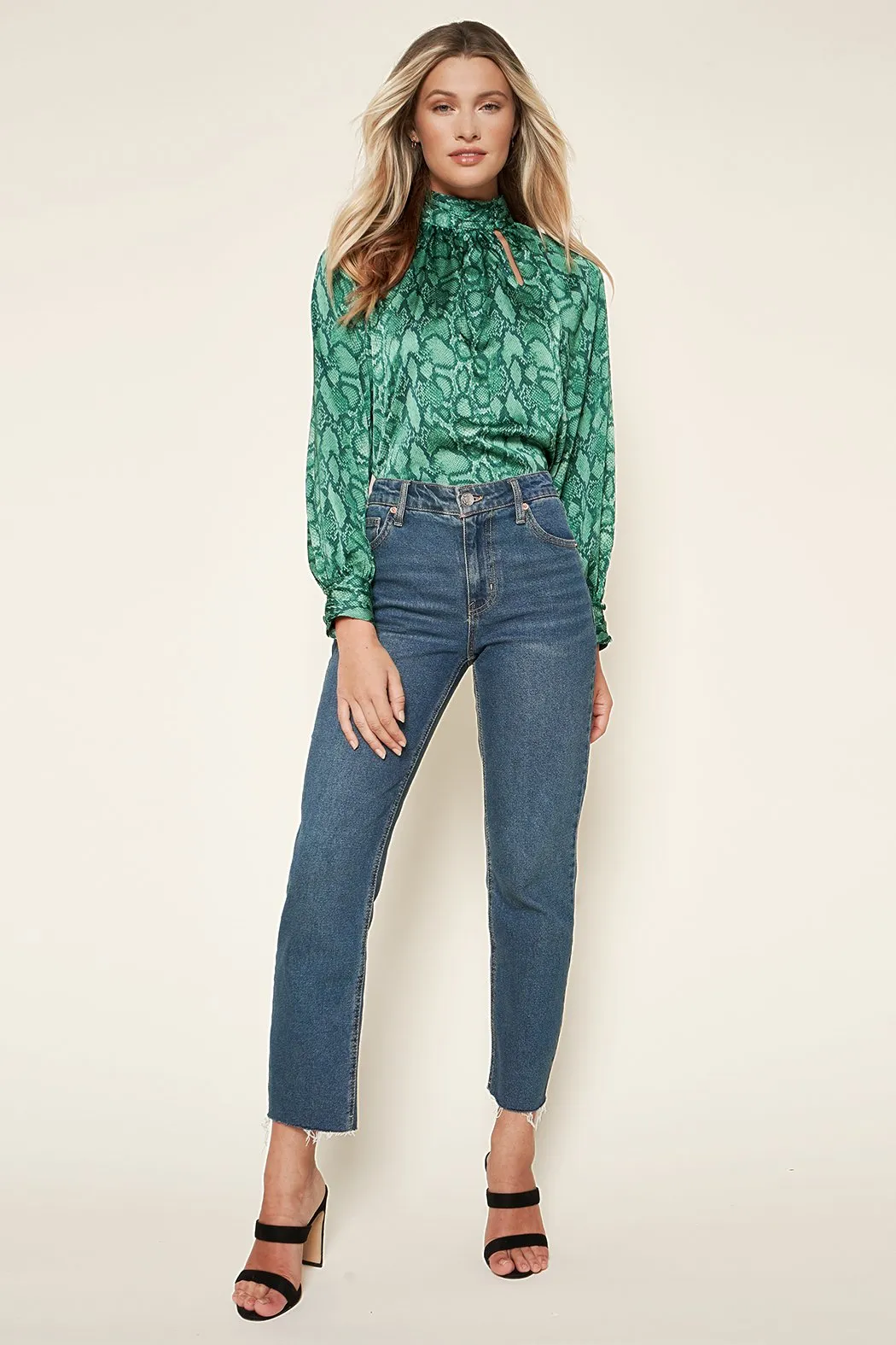 Gwendolyn Snake Mock Neck Blouse