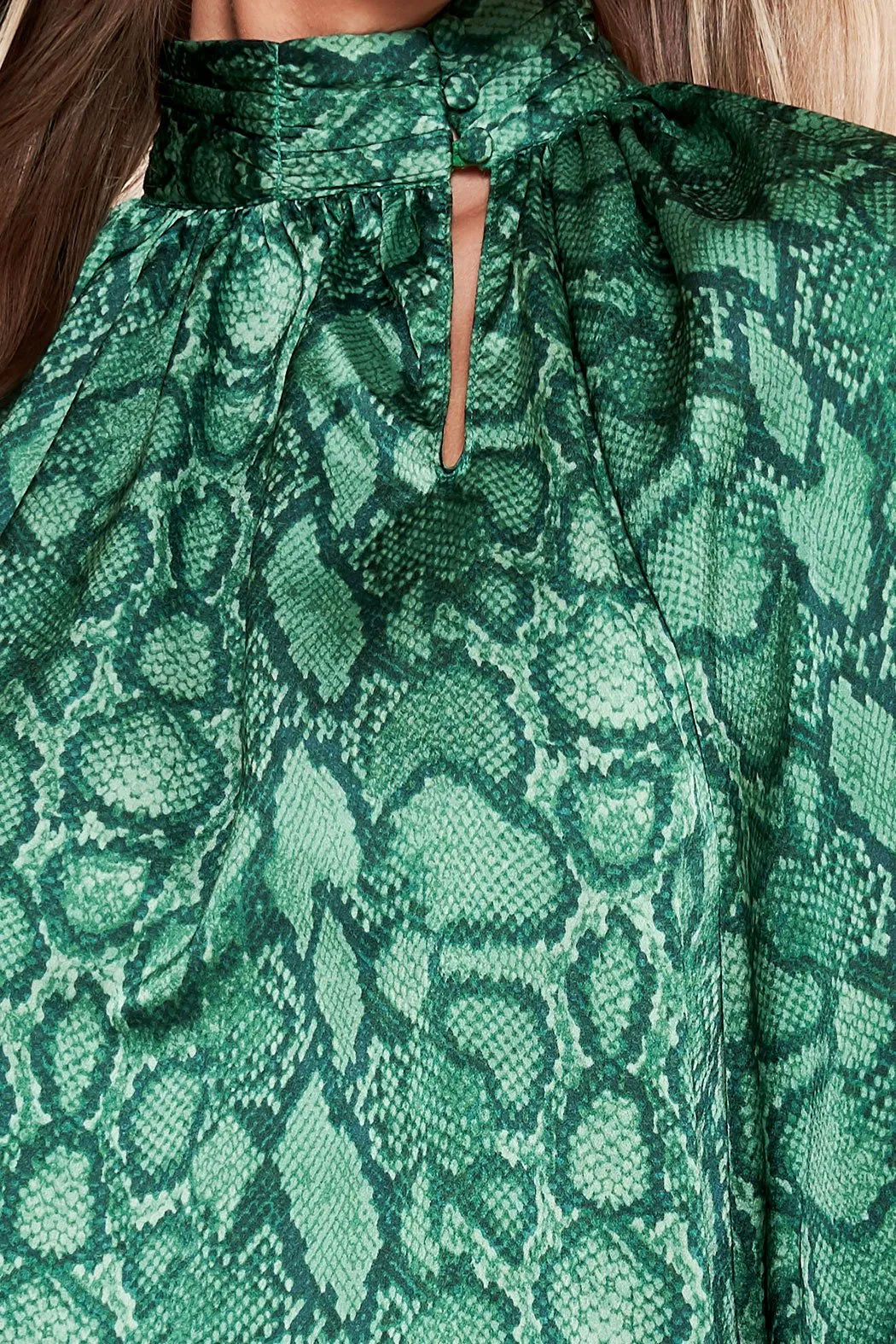 Gwendolyn Snake Mock Neck Blouse
