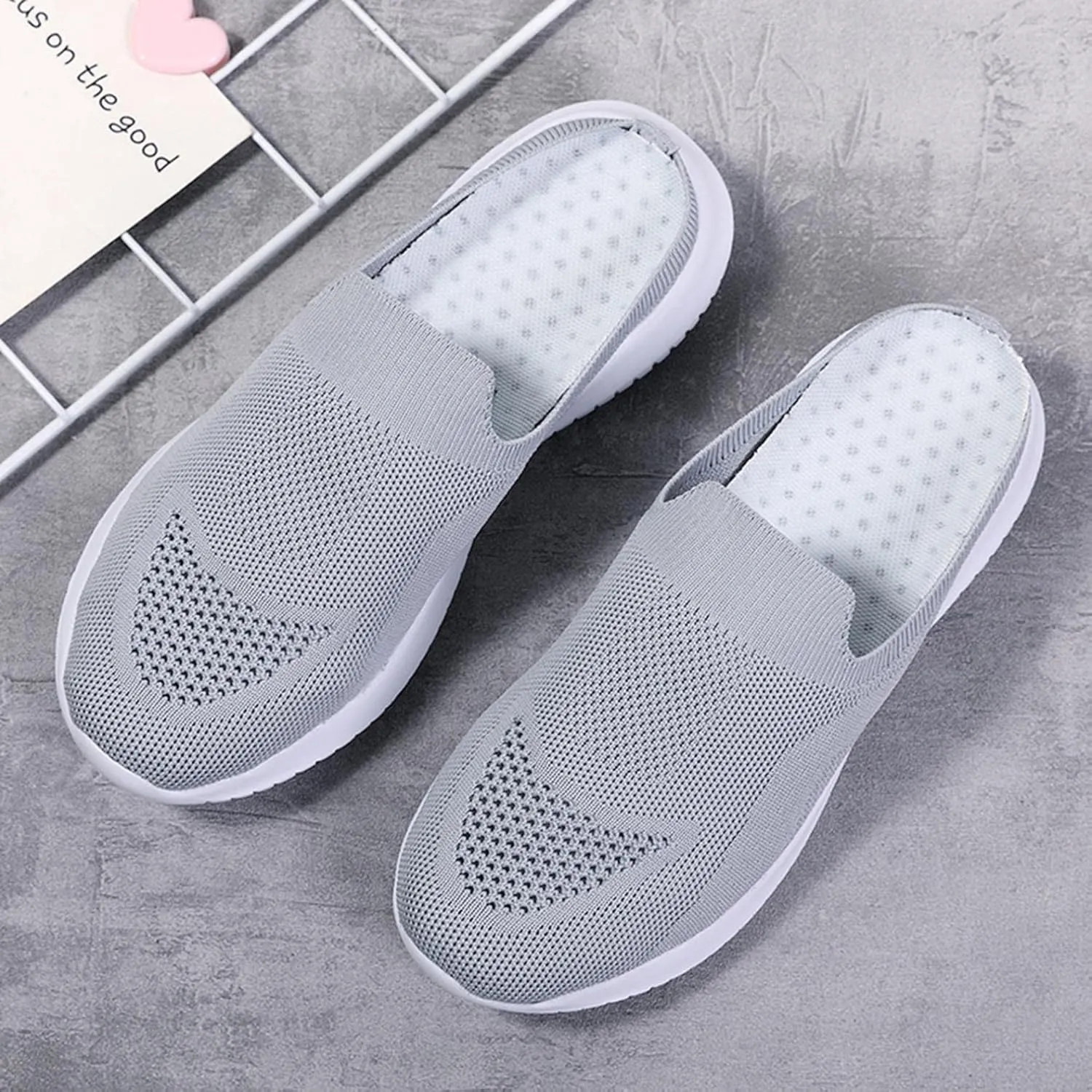 Hbeylia Slip On Mesh Sneakers For Women Walking Running Breathable Mule Air Cushion Athletic Sport Shoes Fashion Casual Workout Gym Fitness Slides Work Nurse Sliders Shoes