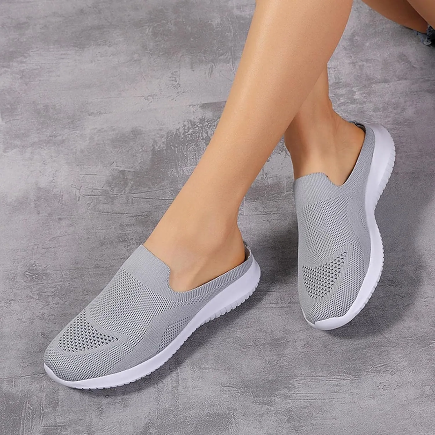 Hbeylia Slip On Mesh Sneakers For Women Walking Running Breathable Mule Air Cushion Athletic Sport Shoes Fashion Casual Workout Gym Fitness Slides Work Nurse Sliders Shoes
