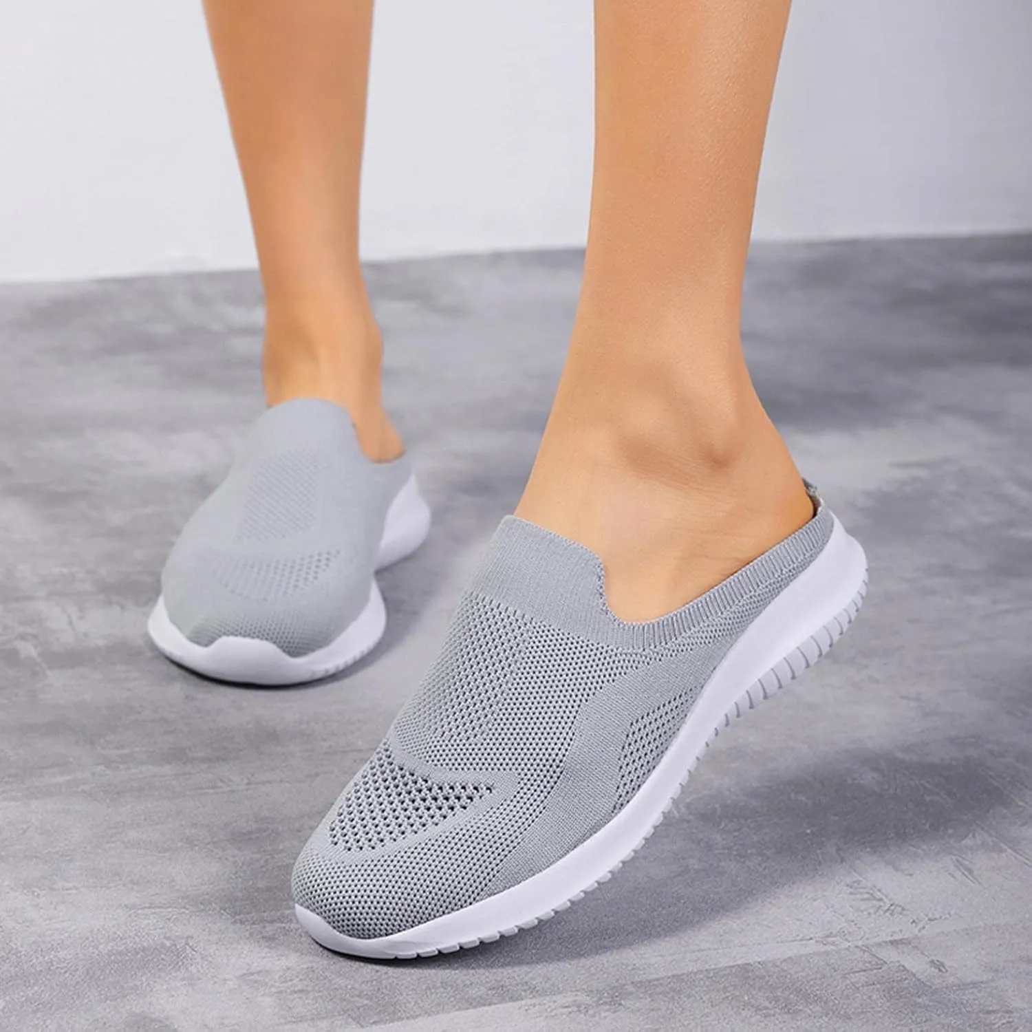 Hbeylia Slip On Mesh Sneakers For Women Walking Running Breathable Mule Air Cushion Athletic Sport Shoes Fashion Casual Workout Gym Fitness Slides Work Nurse Sliders Shoes