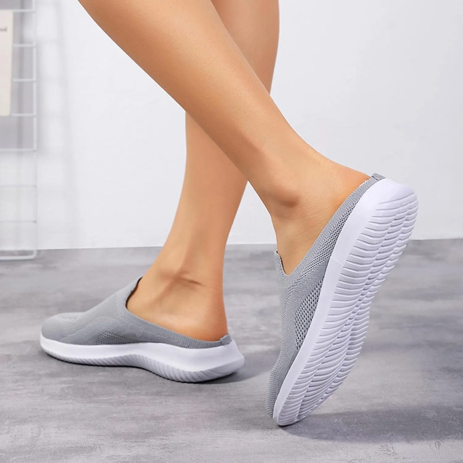 Hbeylia Slip On Mesh Sneakers For Women Walking Running Breathable Mule Air Cushion Athletic Sport Shoes Fashion Casual Workout Gym Fitness Slides Work Nurse Sliders Shoes