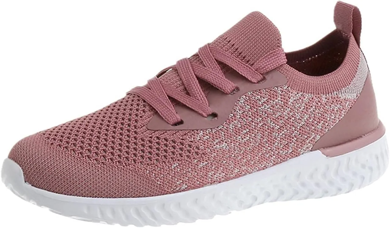 Hbeylia Walking Running Tennis Shoes Lace Up Fashion Sneakers For Women Breathable Mesh Lightweight Non Slip Casual Athletic Sport Hiking Workout Gym Fitness Jogging Trainers Shoes For Ladies Girls