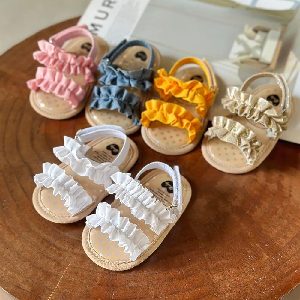 Infant Baby Boys Girls Sandals Summer Baby Wedding Dress Flat Shoes Newborn Crib Shoes First Walkers Prewalkers Shoes