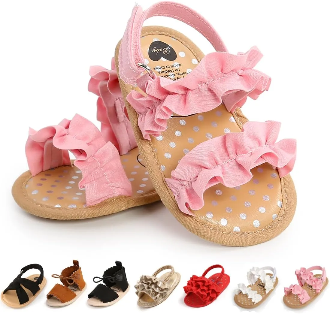 Infant Baby Boys Girls Sandals Summer Baby Wedding Dress Flat Shoes Newborn Crib Shoes First Walkers Prewalkers Shoes