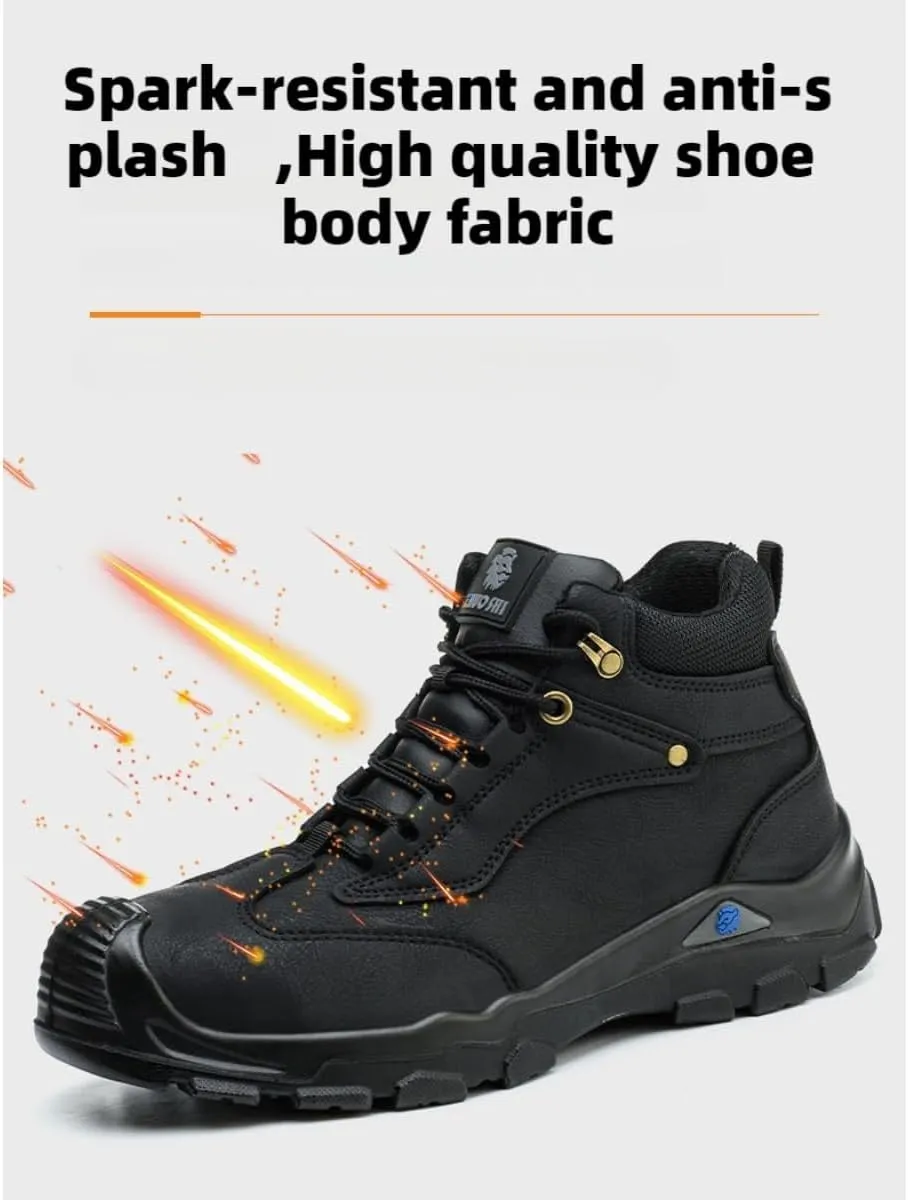 Inner fleece Construction Boots for Men Winter Work Hard Toe Steel Toe Construction Site Footwear for Anti-slip Pierce Proof Insulated Warm Thermal Waterproof Protective