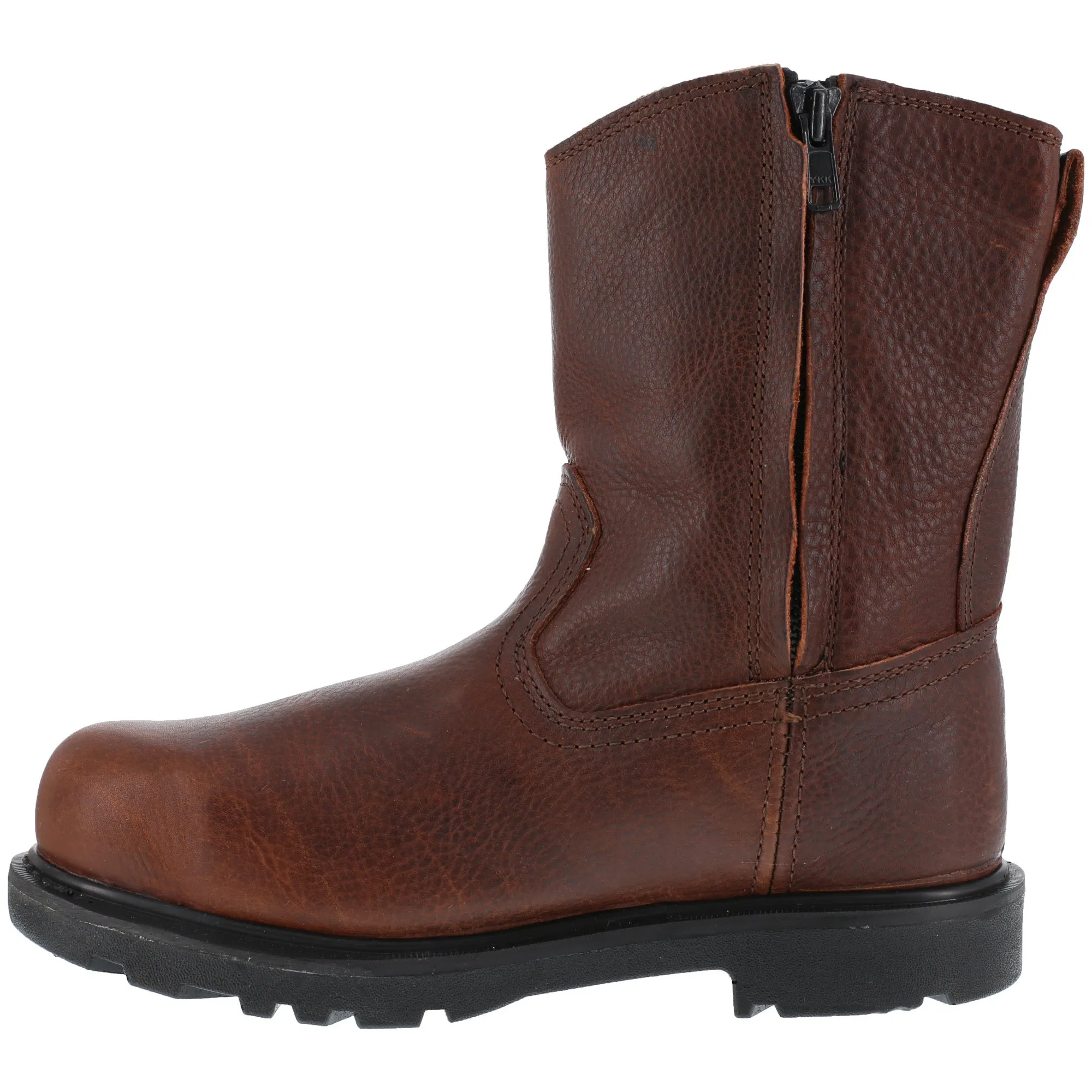 Iron Age Mens Brown Leather Wellington Met Guard Boots Hauler Comp Toe