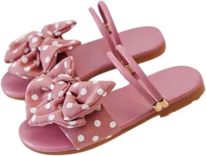 Kids Girls Bow Open Toe Flip Flop Glitter Slide Slip On Suitable For Bath Shower Beach Pool Slingback Sandals