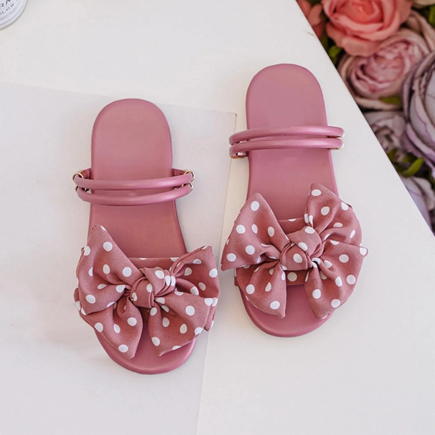 Kids Girls Bow Open Toe Flip Flop Glitter Slide Slip On Suitable For Bath Shower Beach Pool Slingback Sandals