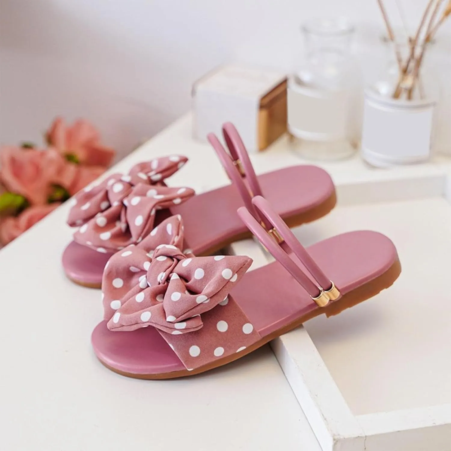 Kids Girls Bow Open Toe Flip Flop Glitter Slide Slip On Suitable For Bath Shower Beach Pool Slingback Sandals