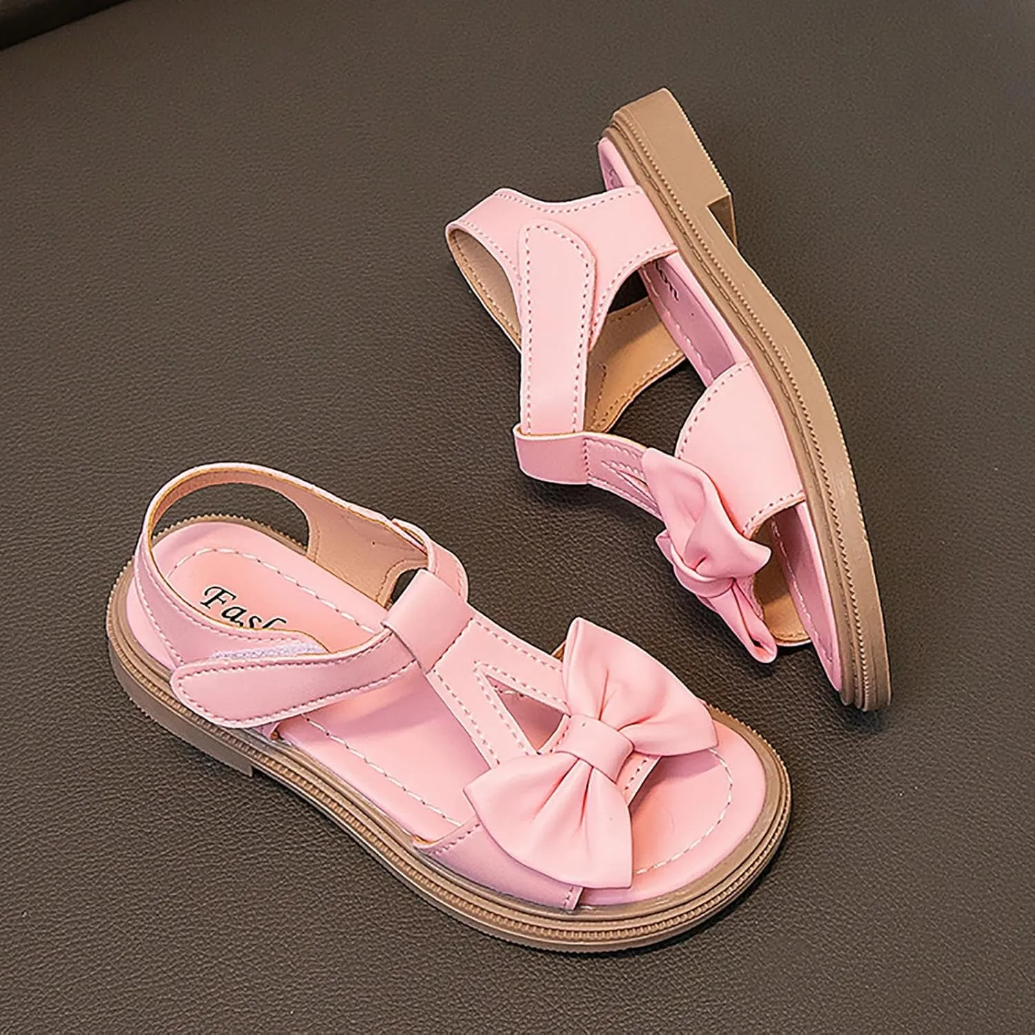 Kids Girls Summer Low Heel Sandals Open Toe Ankle Strap Dress Shoes Wedding Party For Toddler Kids Bowknot Princess Baby Sandals