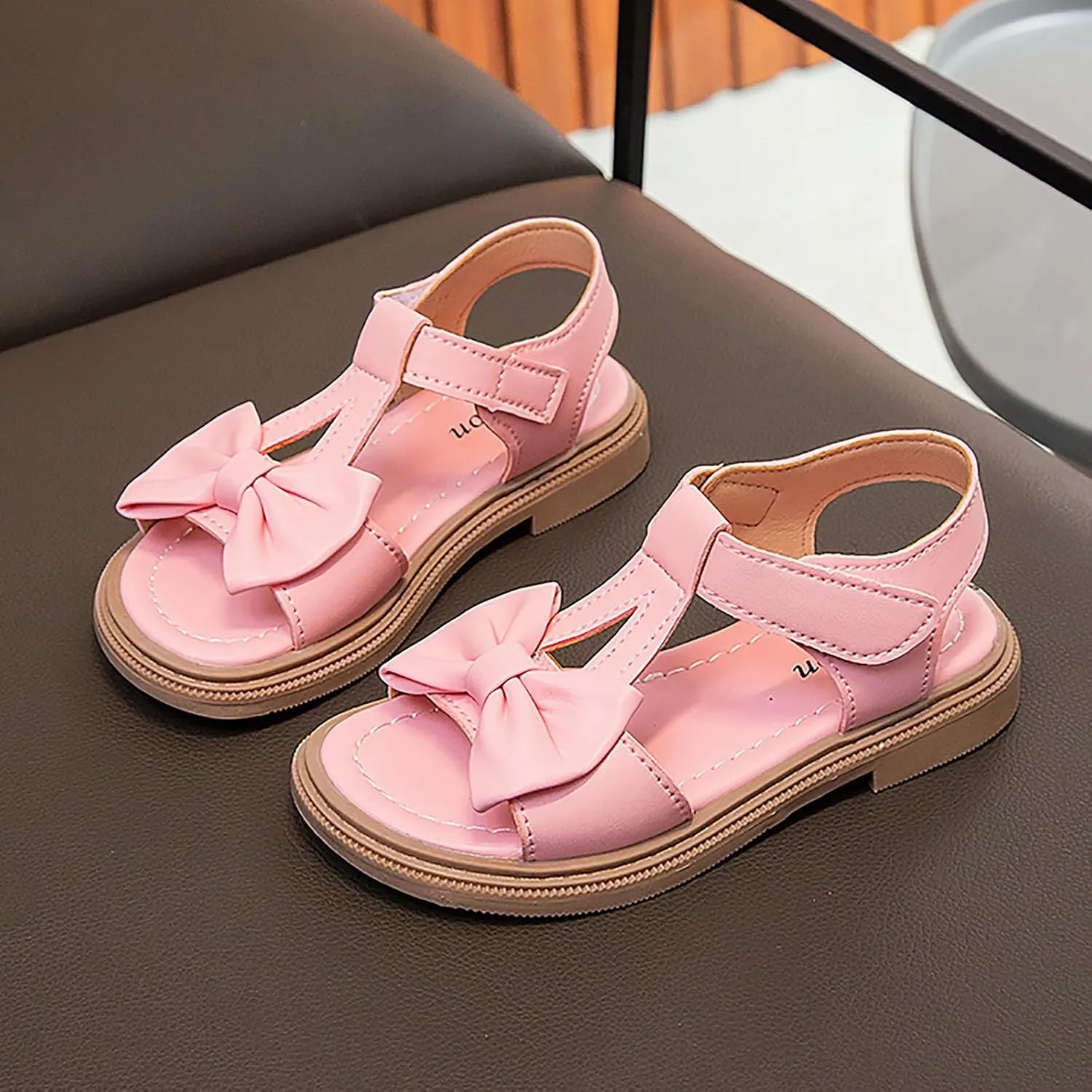 Kids Girls Summer Low Heel Sandals Open Toe Ankle Strap Dress Shoes Wedding Party For Toddler Kids Bowknot Princess Baby Sandals
