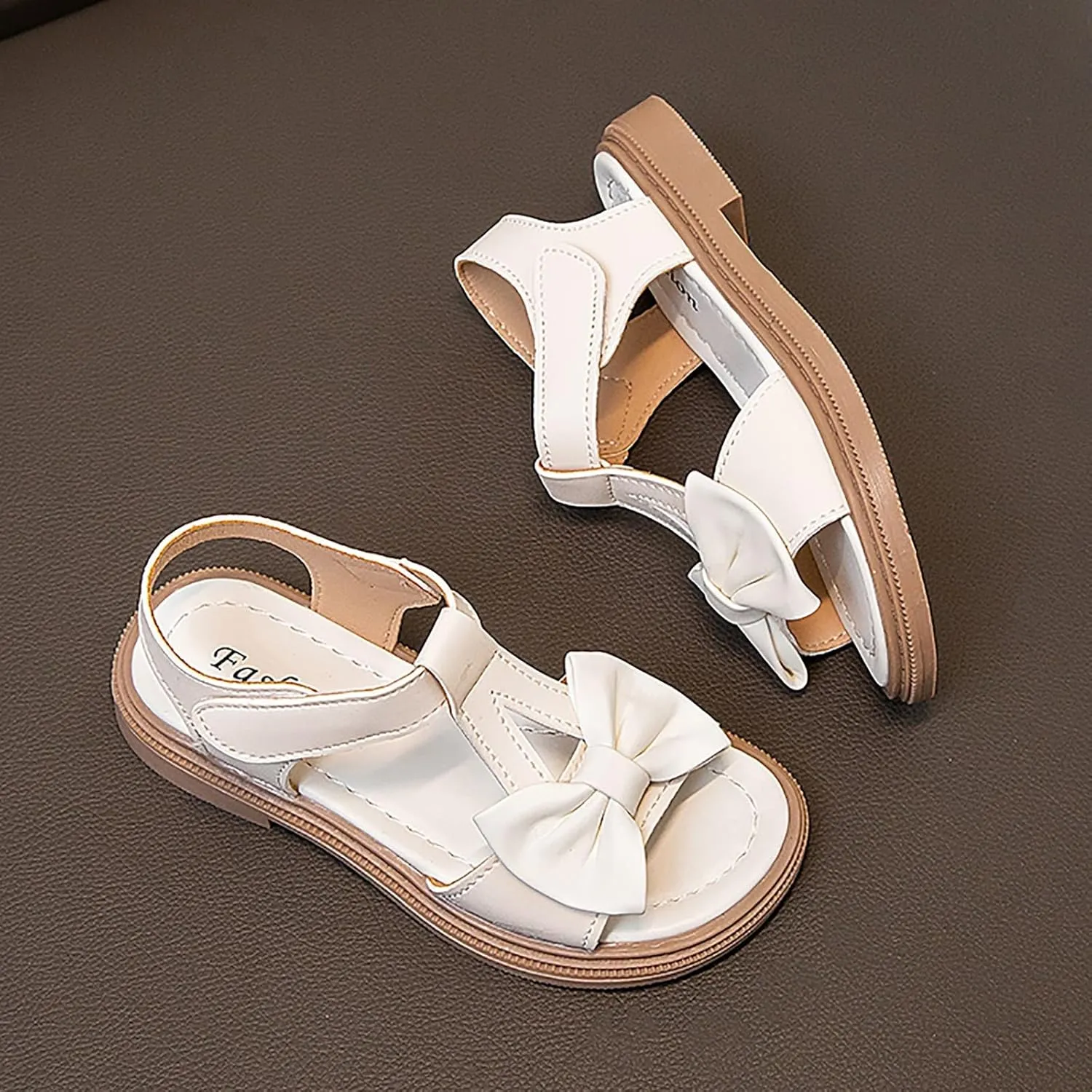 Kids Girls Summer Low Heel Sandals Open Toe Ankle Strap Dress Shoes Wedding Party For Toddler Kids Bowknot Princess Baby Sandals