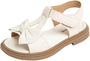 Kids Girls Summer Low Heel Sandals Open Toe Ankle Strap Dress Shoes Wedding Party For Toddler Kids Bowknot Princess Baby Sandals