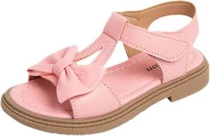 Kids Girls Summer Low Heel Sandals Open Toe Ankle Strap Dress Shoes Wedding Party For Toddler Kids Bowknot Princess Baby Sandals