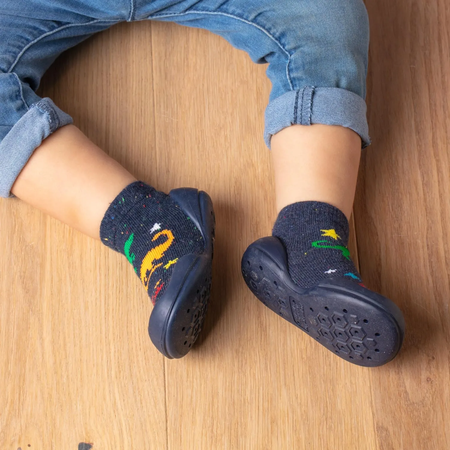 Komuello Toddler Boy Shoes, Premium Materials, Breathable, Washable, Non-Slip, Stay-On, Durable, Cotton Socks with Air Pocket Cushion for Indoor and Outdoor - BPA Free Toddler Shoes for Boys