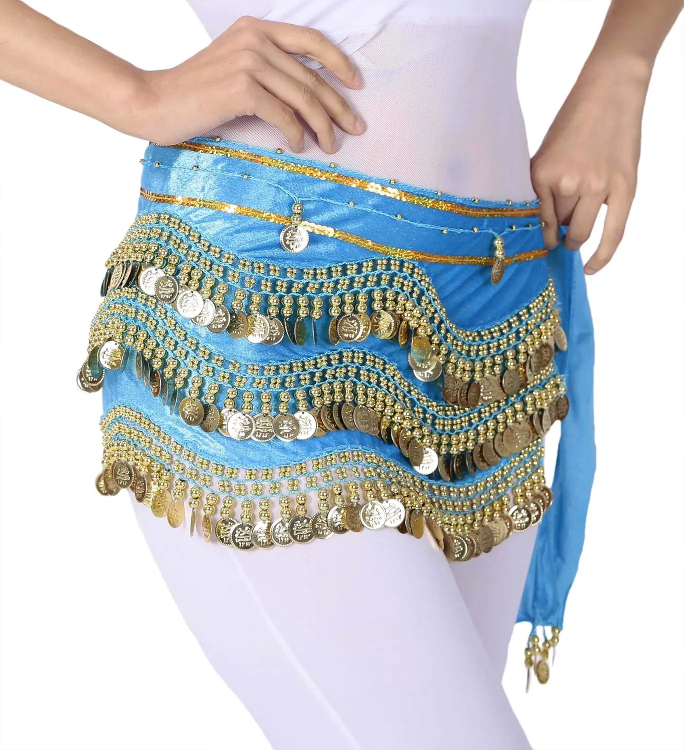 Lauthen.S 248 Coins Belly Dance Hip Scarf Tribal Belt Halloween Gypsy Costume Accessory