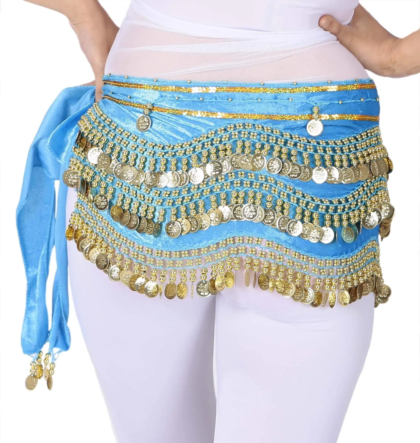 Lauthen.S 248 Coins Belly Dance Hip Scarf Tribal Belt Halloween Gypsy Costume Accessory