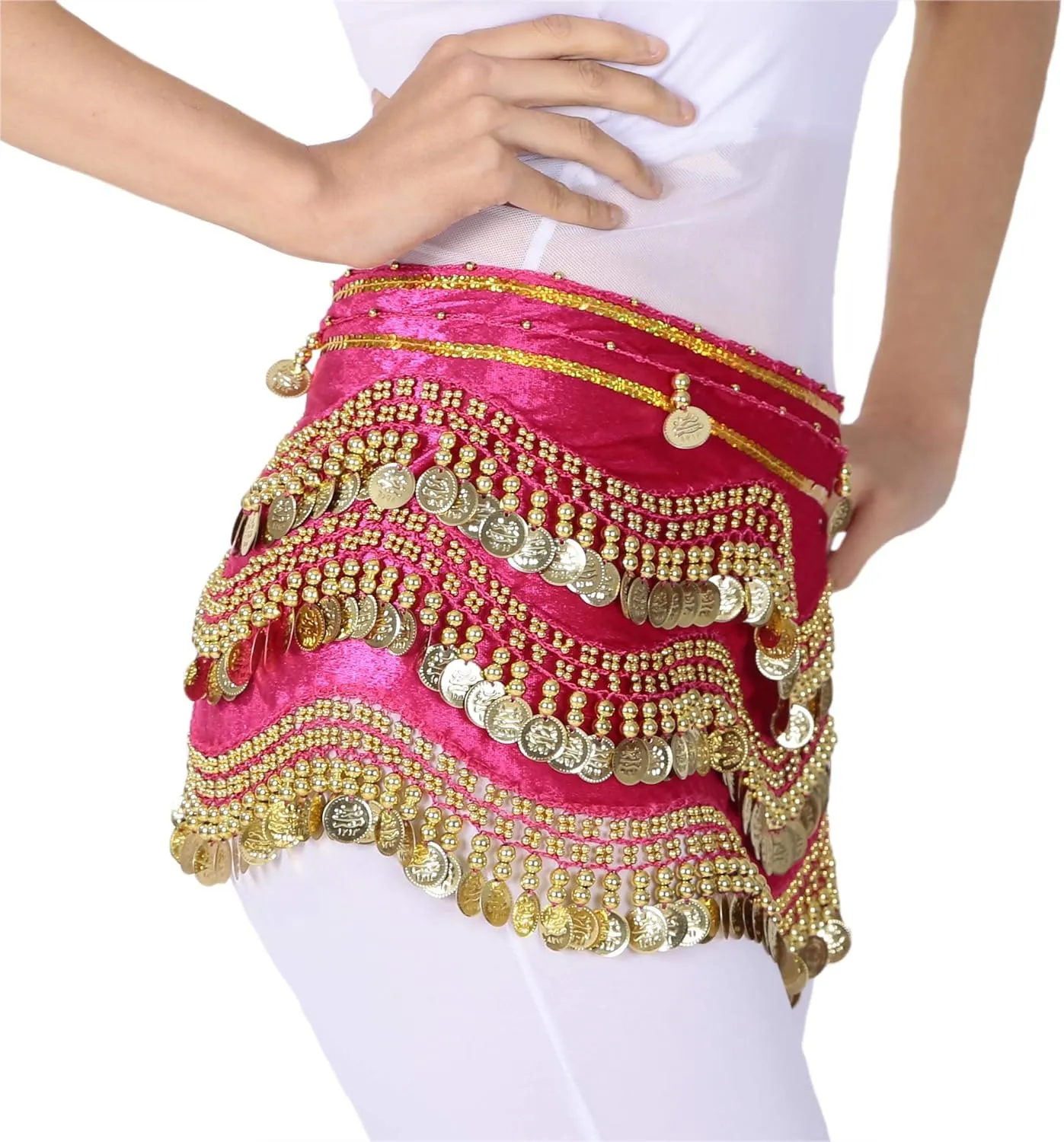 Lauthen.S 248 Coins Belly Dance Hip Scarf Tribal Belt Halloween Gypsy Costume Accessory