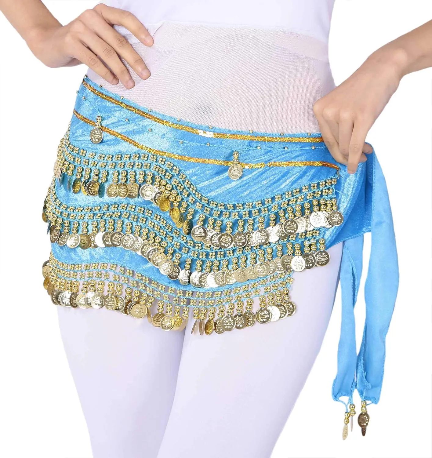 Lauthen.S 248 Coins Belly Dance Hip Scarf Tribal Belt Halloween Gypsy Costume Accessory