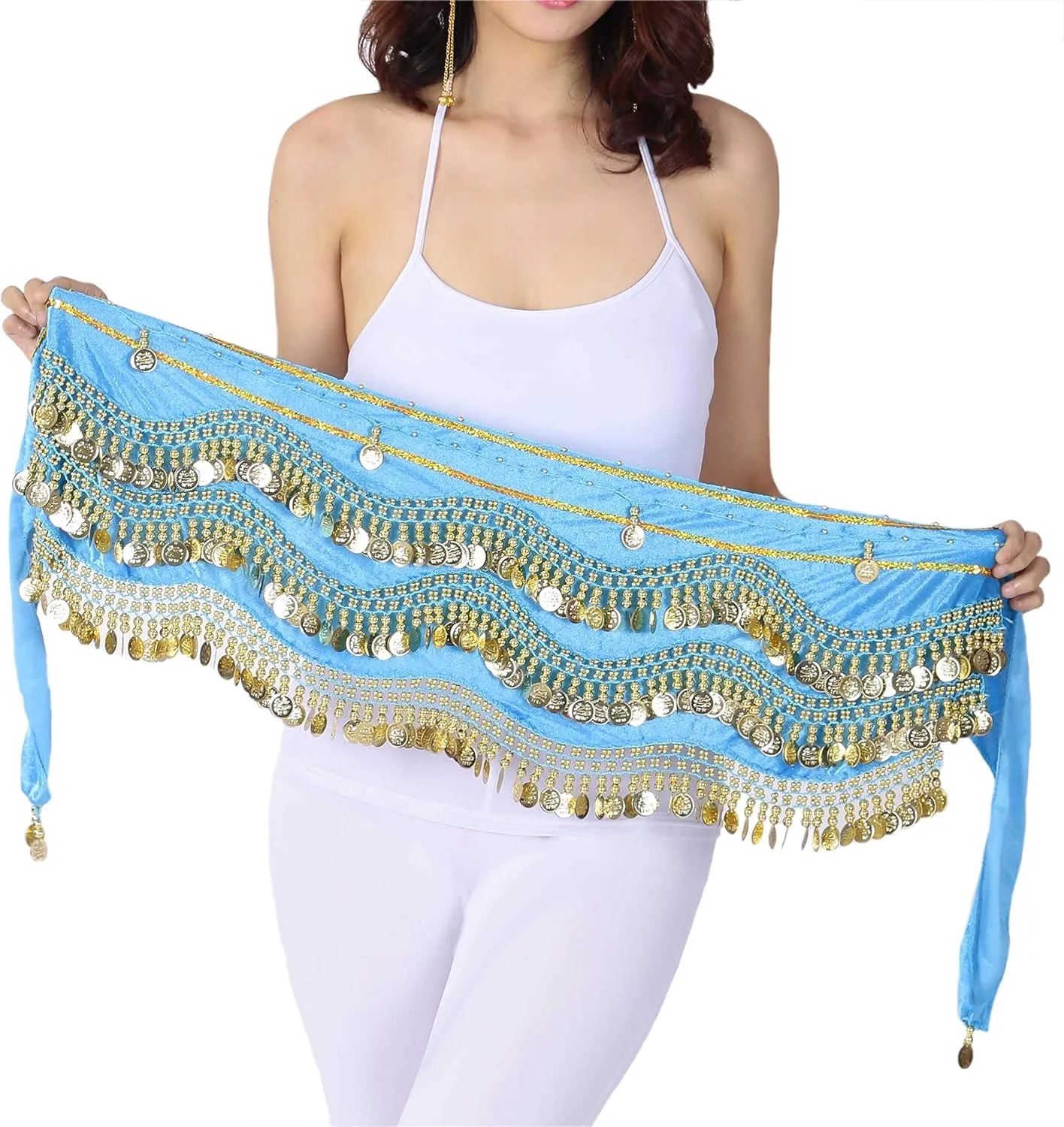 Lauthen.S 248 Coins Belly Dance Hip Scarf Tribal Belt Halloween Gypsy Costume Accessory