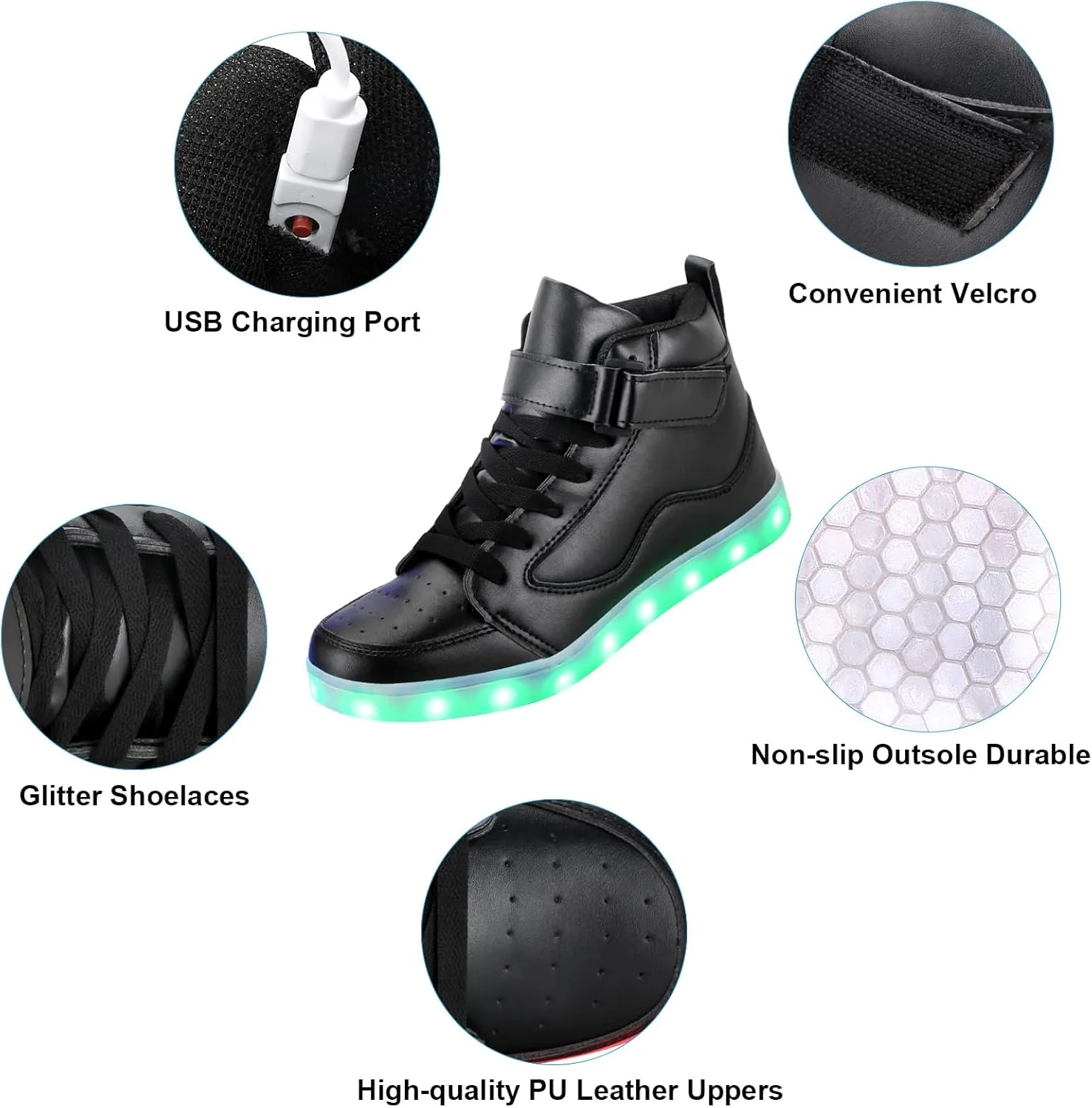 Light Up Shoes Men Women LED Shoes USB Charging Adult High Top LED Sneakers Glow in The Dark Footwear for Dancing Party Festivals Festivals