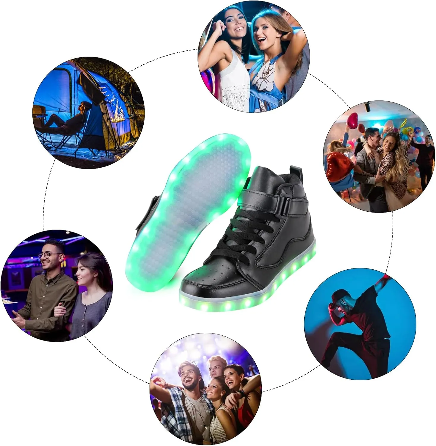 Light Up Shoes Men Women LED Shoes USB Charging Adult High Top LED Sneakers Glow in The Dark Footwear for Dancing Party Festivals Festivals