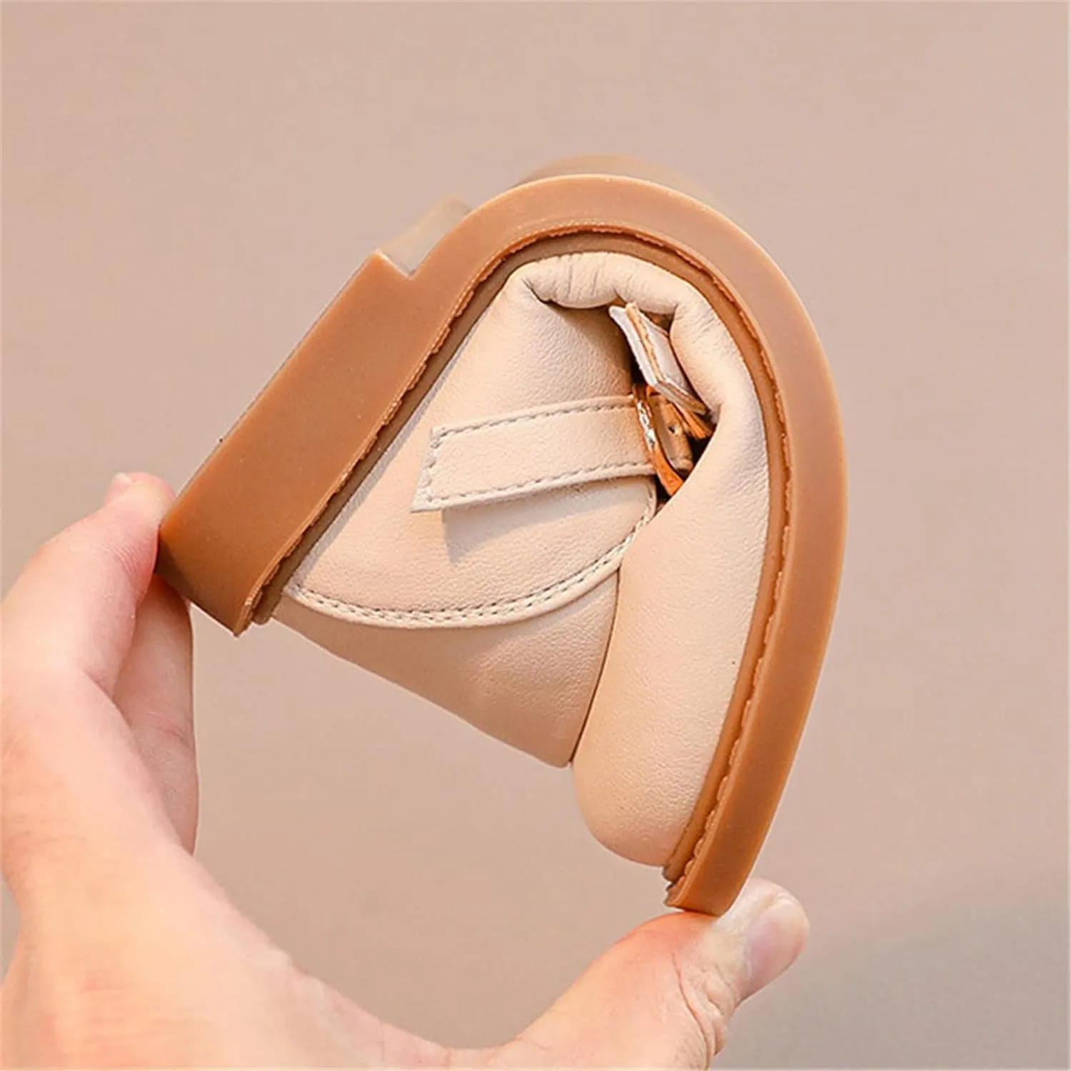 Little Girl's Adorable Princess Party Dress Shoes Double Buckle Strap Wedding Low Heel Sandals for Lass